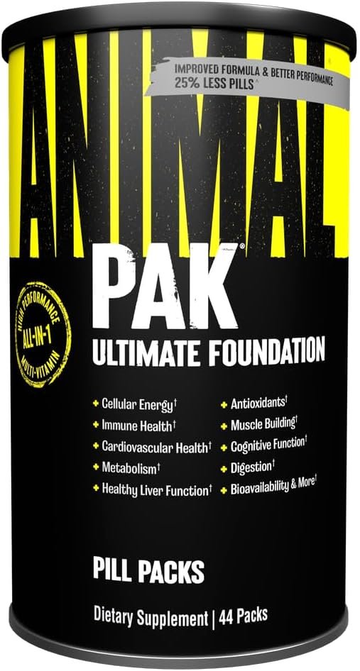 Animal Pak – Convenient Multivitamin for Men & Women Daily All-in-One Vitamin & Supplement Pack – Zinc, Vitamins C, B, D, Amino Acids, and Immune Support – Sports Nutrition Performance – 44 Count