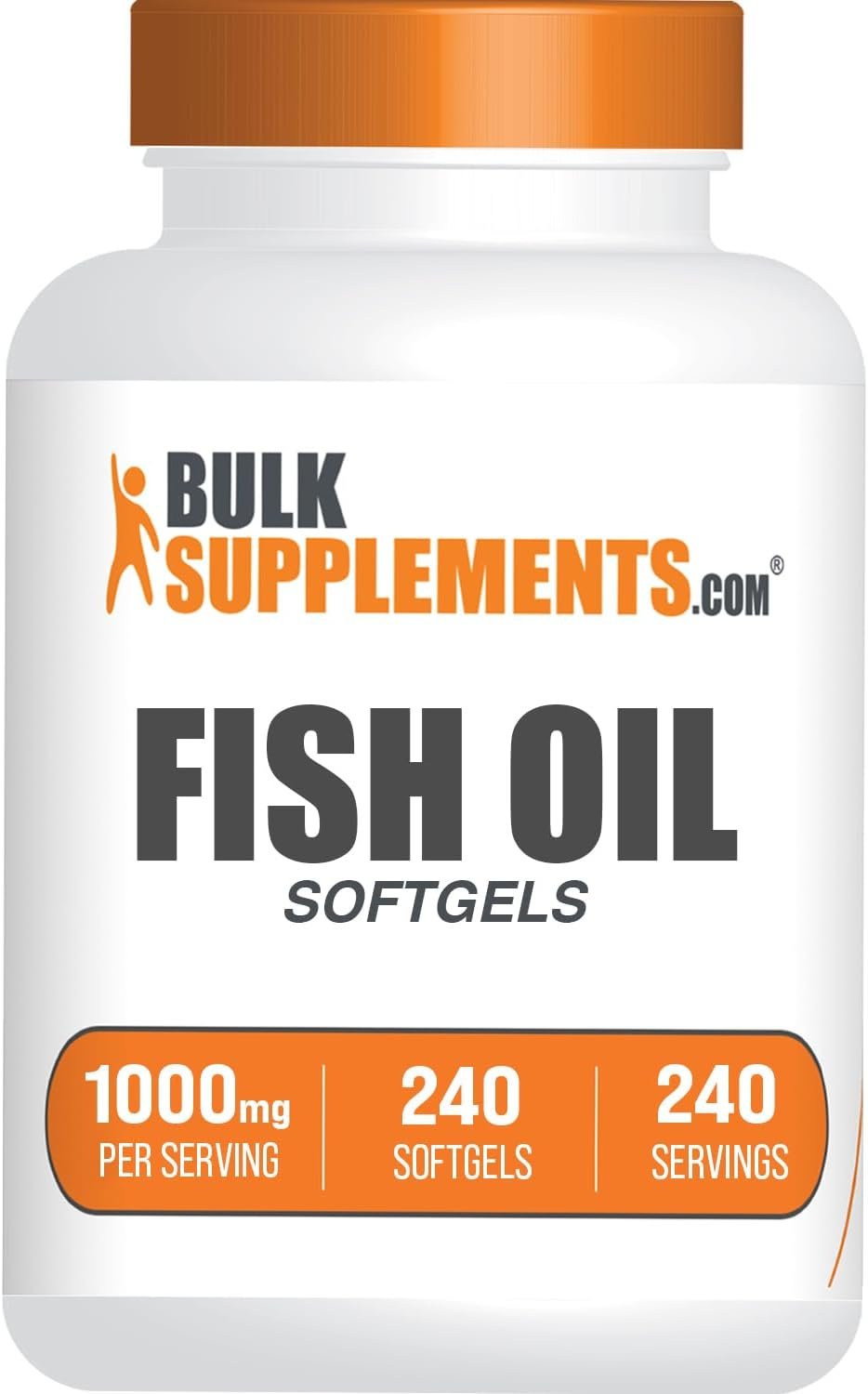 BulkSupplements.com Fish Oil 1000mg Softgels – Fish Oil Supplements, Omega 3 Supplements – Gluten Free, 1 Softgel per Serving, 240 Count (Pack of 1)