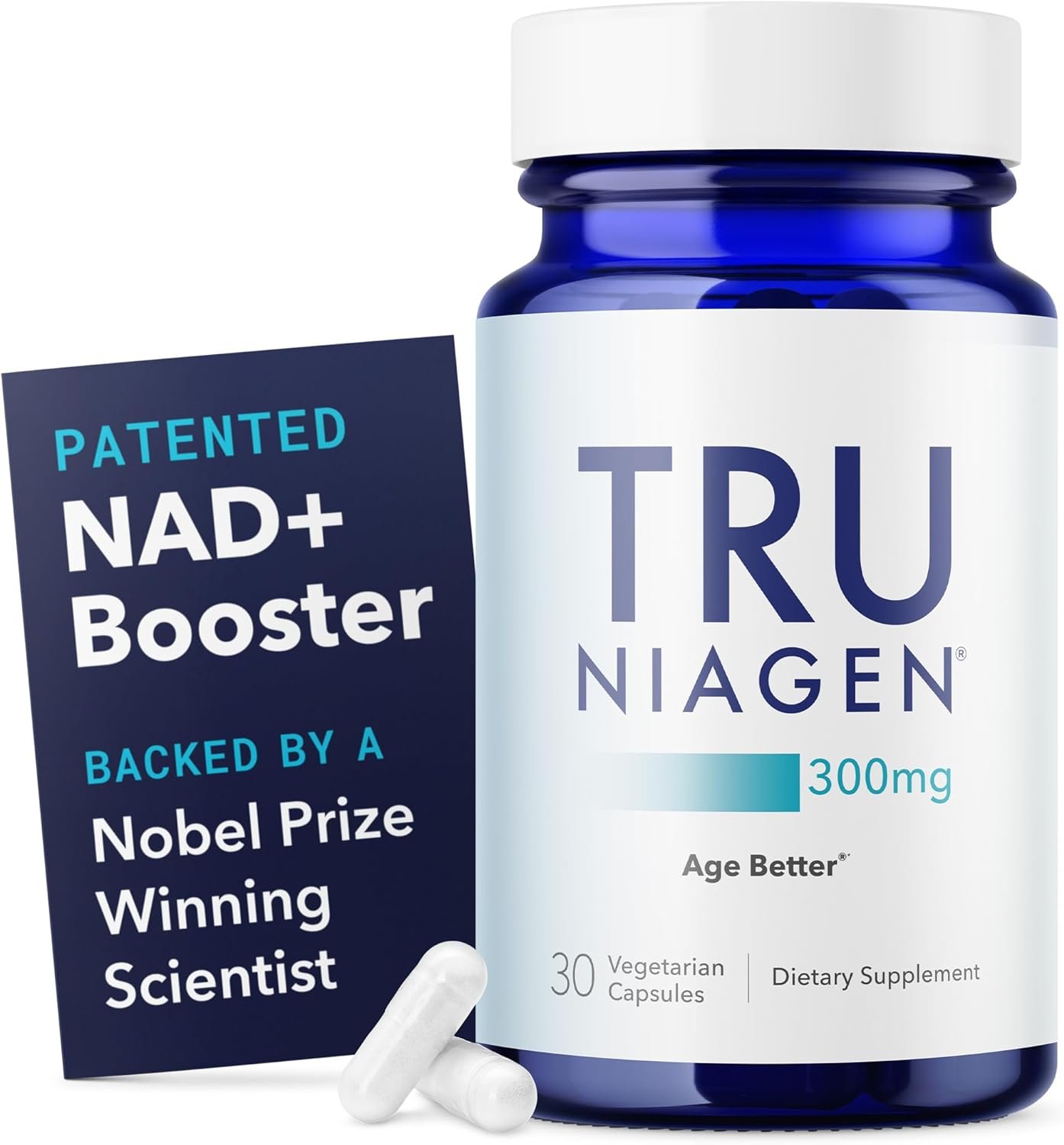 TRU NIAGEN Patented NAD Supplement for Brain Function, Anti Aging & Cell Regeneration, 300mg Niagen, 30 Servings | Supports Cellular Energy, Muscle | Nicotinamide Riboside (NR) Take 1 Daily | 1 Bottle