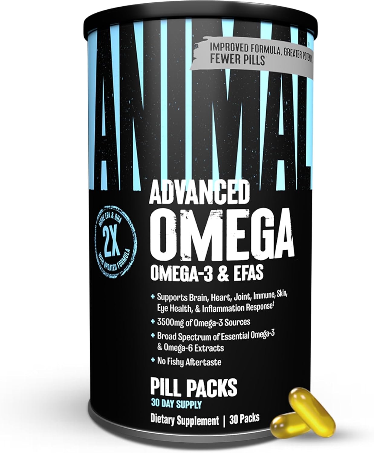 Animal Advanced Omega 3 Fatty Acids – 3500mg EPA DHA Fish Oil Omega 3 Supplement for Women & Men High Potency Blend with CLA GLA ALA for Brain Skin Eye Immune Joint Health 30 Pill Packs
