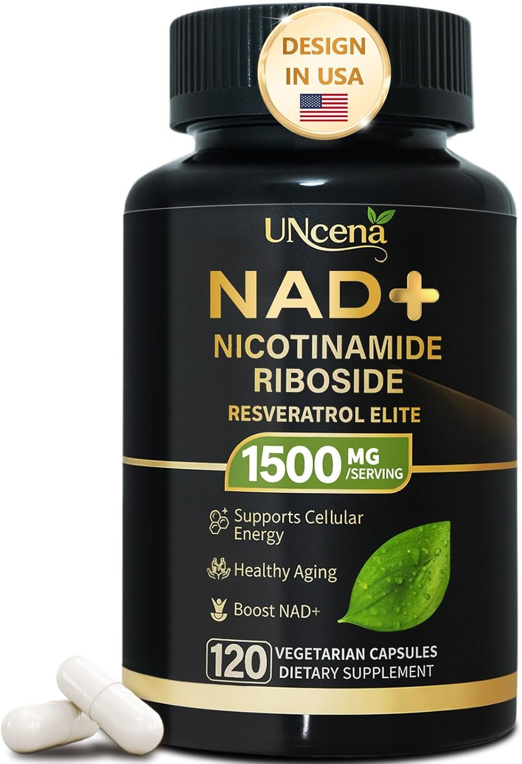 NAD Supplement 1500mg – Liposomal NAD+ Nicotinamide Riboside with Resveratrol, NAD Plus Boosting – Support Cellular Health, Stamina & Healthy Aging for Women & Men- 120 Capsules
