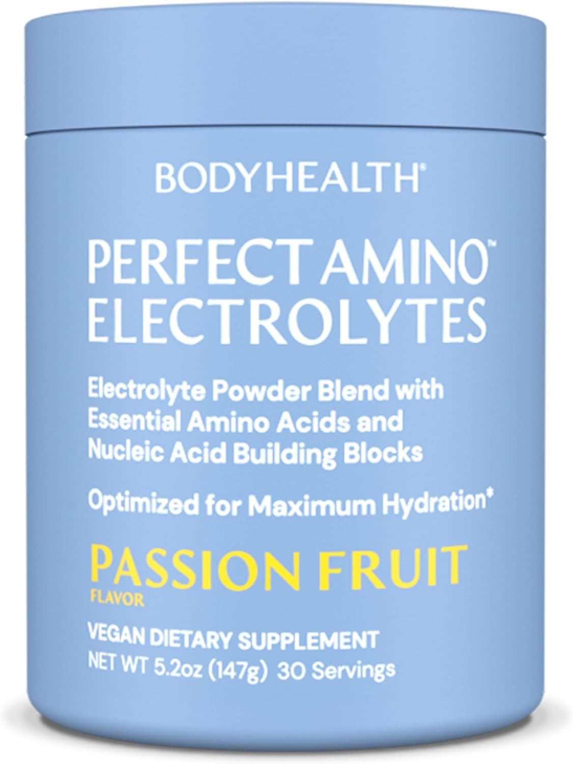 BodyHealth PerfectAmino Electrolytes Powder No Sugar, Hydration Fasting Keto Zero Sugar Electrolytes Drink Mix with Trace Minerals – Passion Fruit – 30 Servings