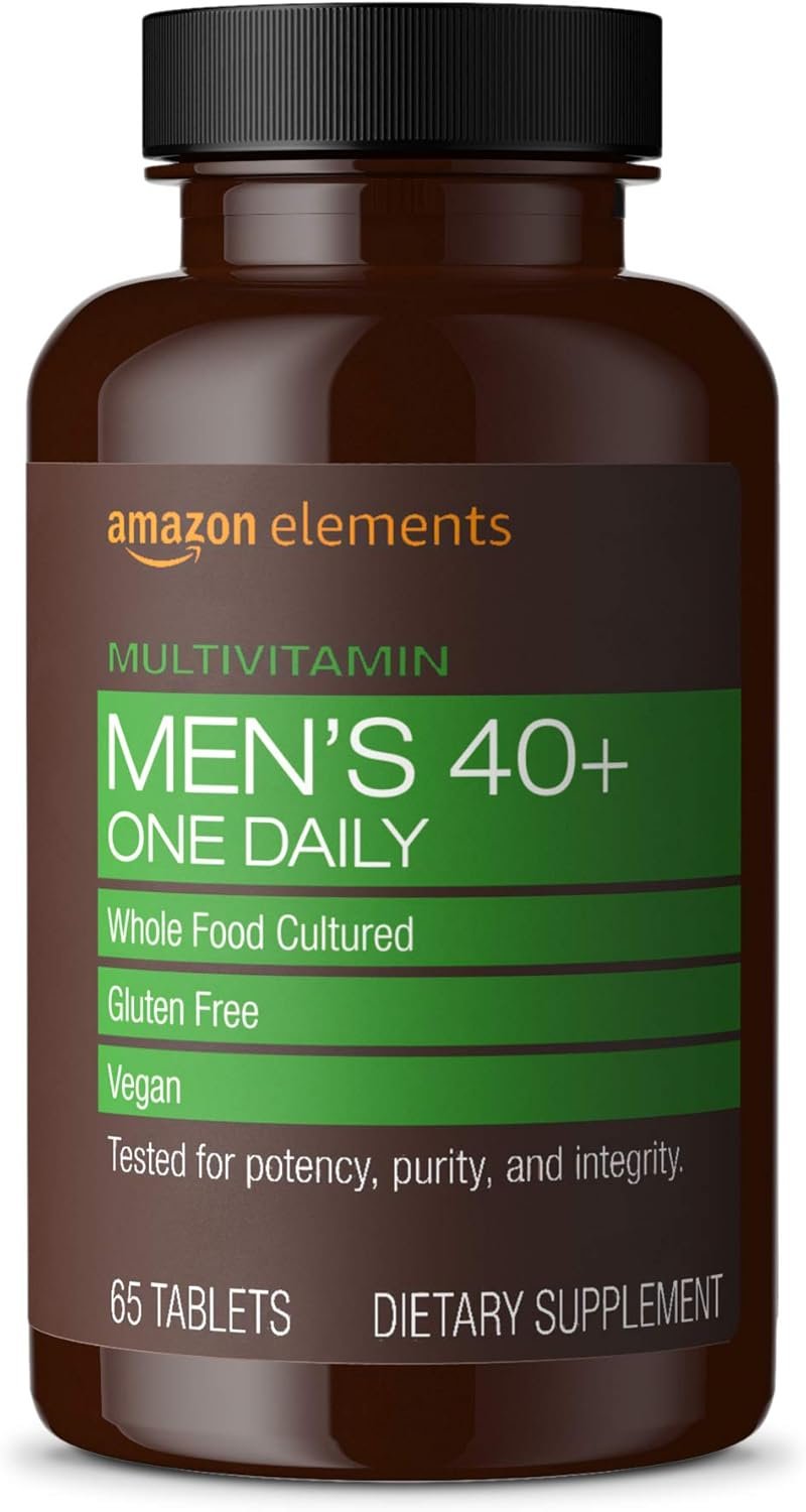 Amazon Elements Men’s 40+ One Daily Multivitamin, Vegan, 65 Tablets, 2 month supply (Packaging may vary)