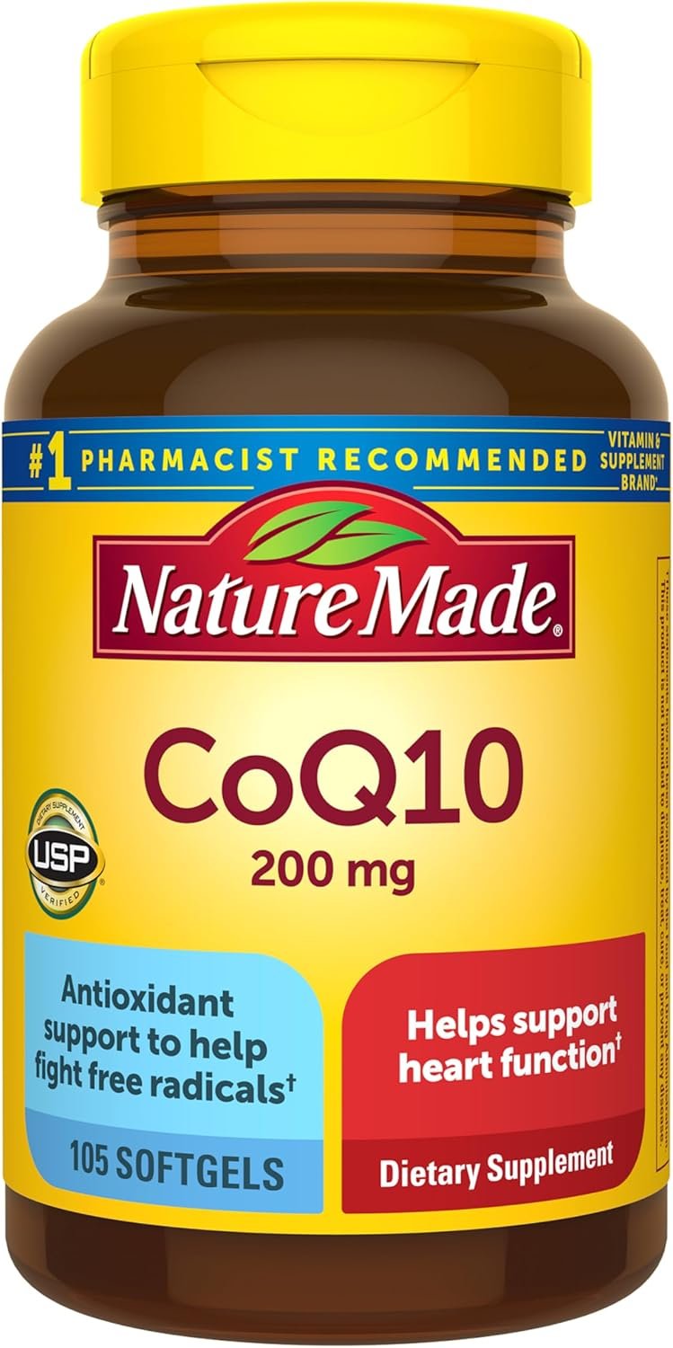 Nature Made CoQ10 200mg Softgels, Dietary Supplement for Heart Health Support, 105 Softgels, 105 Day Supply