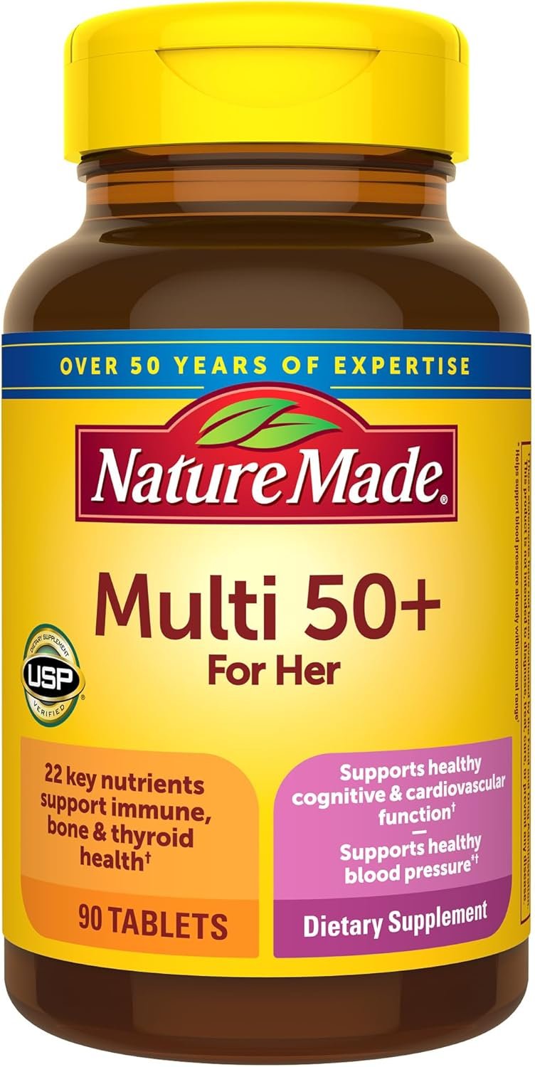 Nature Made Multivitamin For Women 50+ No Iron, Multivitamins for Women 50 Plus, Daily Nutritional Support, Nature Made Multi Vitamins, 90 Tablets, 90 Day Supply