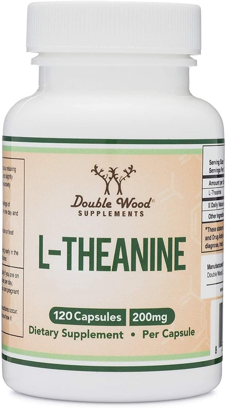 L-Theanine 200mg Double Strength – Supports Health Sleep Response and Relaxation – 120 Capsules (Third Party Tested, Gluten Free) by Double Wood