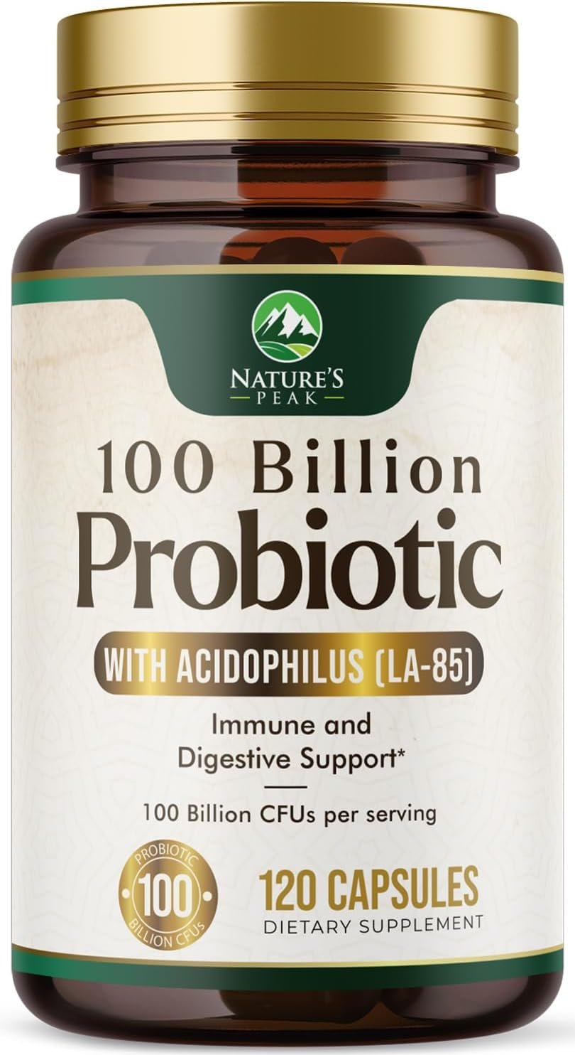 Probiotics 100 Billion CFU Per Serving – 16 Premium Probiotic Strains Prebiotics – Immune Support, Gut Health, Occasional Constipation, Gas & Bloating, Probiotics Supplement, USA Bottled, 120 Capsules